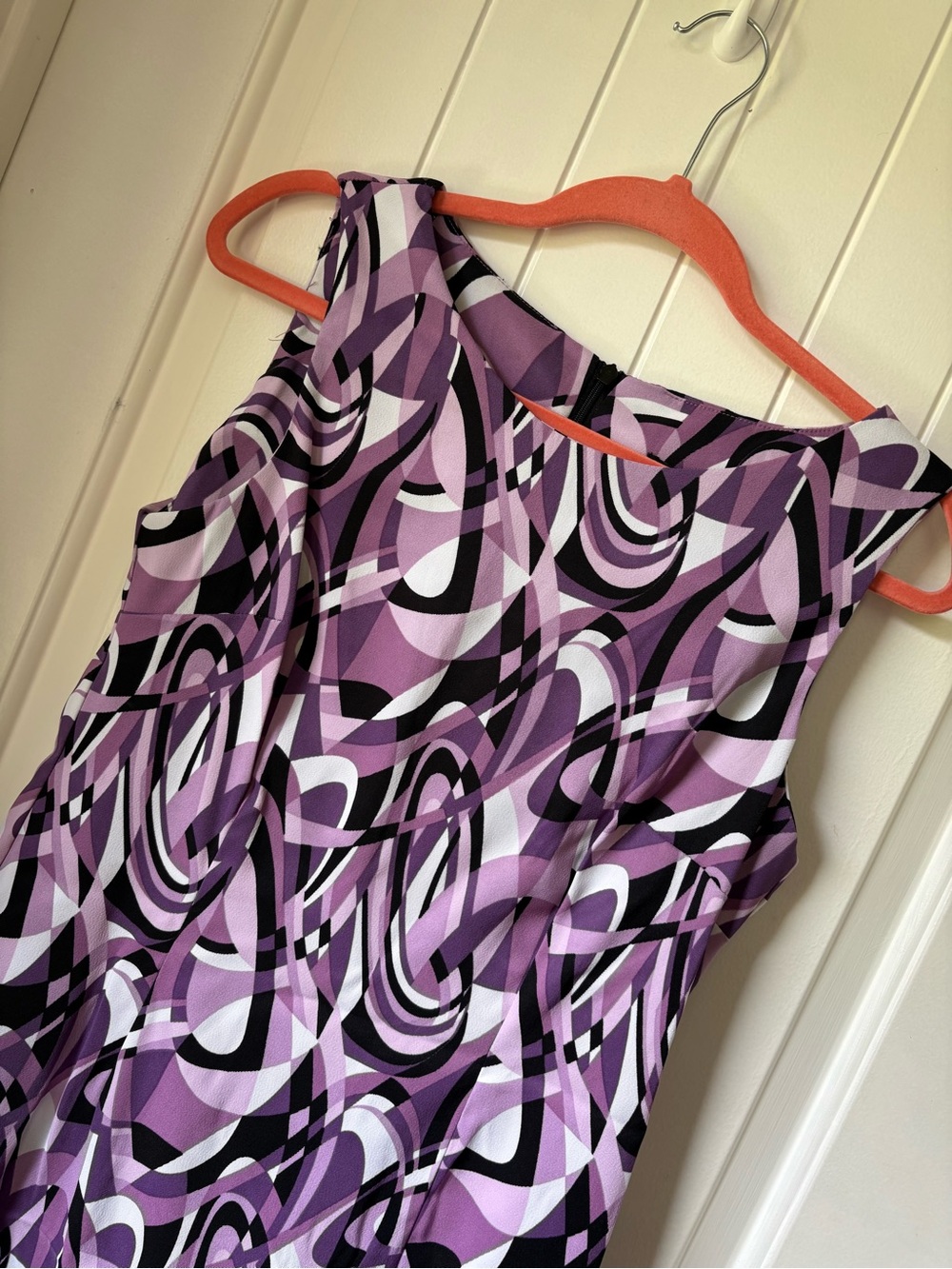 Connected Apparel Sleeveless Purple Abstract Print Sheath Dress - Picture 3 of 5